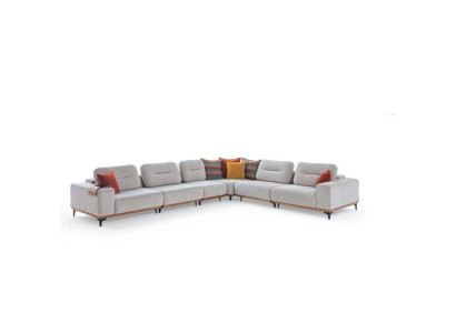 Graues Ecksofa Exklusives L-Form Garnitur Luxuriöse Wohnzimmer Möbel