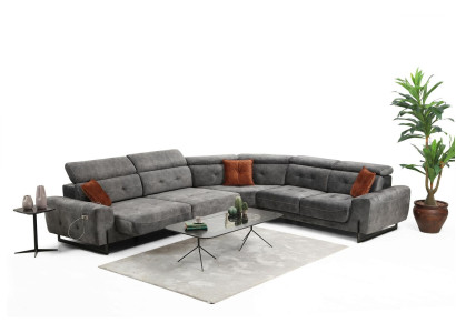 Grau Ecksofa Designer Wohnzimmer Sofa Couch L-Form Polster Luxus Möbel Modern