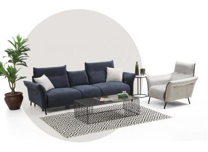 Sofagarnitur Luxus Dreisitzer Sofa Polster Sessel Wohnzimmer Couch Neu