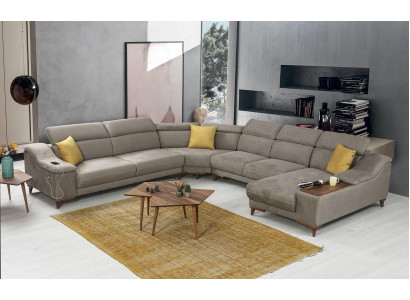 Sofa U-Form Wohnzimmer Ecksofa Polstermöbel Modern Polster Textil Design