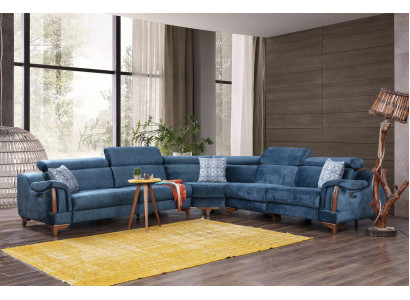 Sofa L-Form Modern Blau Ecksofa Couch Wohnzimmer Design Neu Möbel