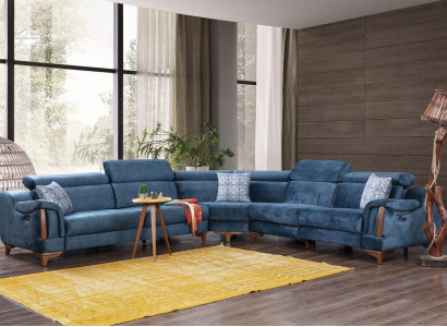 Sofa L-Form Modern Blau Ecksofa Couch Wohnzimmer Design Neu Möbel