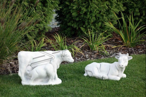 Garten Kuh Dekoration Stein Figur Terrasse Deko Statue Skulptur