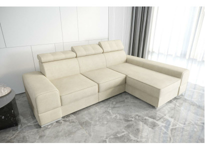 Design Ecksofa L-Form Couch Leder Beige Wohnzimmer Elegant Luxus Moderne Möbel
