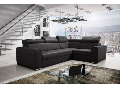 Ecksofa Couch Polsterung Wohnzimmer Leder L-Form Neu Modern Schwarz Design Sofas
