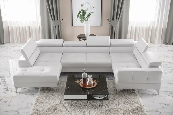 Modern Luxus Automatik Ecksofa Stoff U-Form Couch Textil Schwarz Elegant Neu