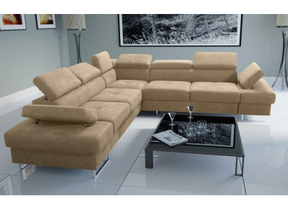 Sofa Couch Polsterung L-Form Wohnzimmer Design Ecke Leder Neu Beige Luxus