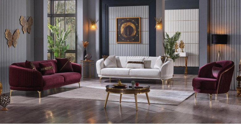 Luxus Wohnzimmergarnitur Moderne Edelstahlsofas Polstermöbel Dreisitzer