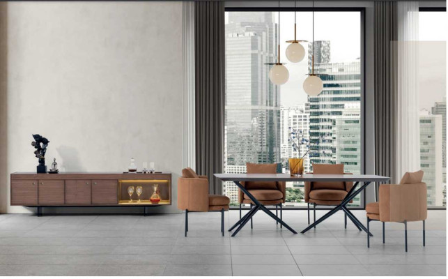 Esszimmer Modernen Set Tisch 4x Stuhle Anrichte Luxus Designer Set