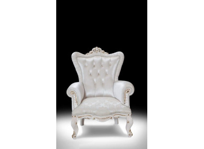 Sessel Weiß Wohnzimmer Textil Design Chesterfield italienischer Stil