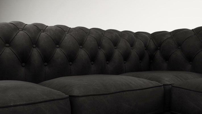 Chesterfield Ecksofa L-Form Stoff Design Couch Polster Sitz Sofa Textil