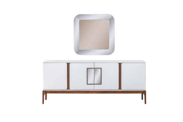 Luxus Esszimmer Set Esstisch 4x Stühle Anrichte Spiegel 7 tlg Modern