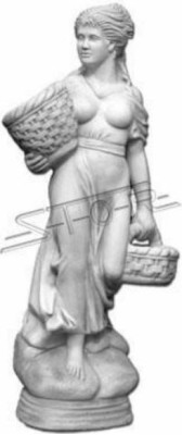 Antik Stil Figur Frau mit Korb Garten Designer Figuren Skulptur