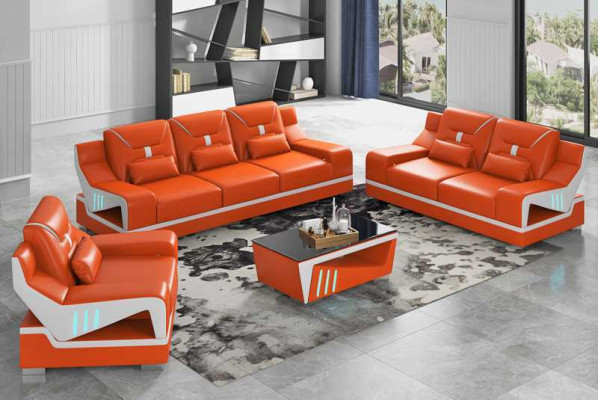 Luxus Sofagarnitur Komplette Couchgarnitur Schwarz Kunstleder Sofa 321