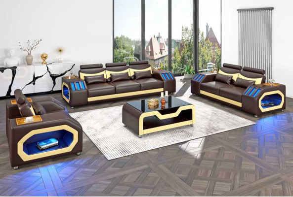 Sofagarnitur Zweisitzer Ledersofas Sessel Dreisitzer 3tlg Schwarz Set