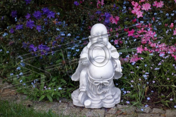 Buddha Statue Statuen Skulpturen Figur Dekoration Garten Silber Terrasse