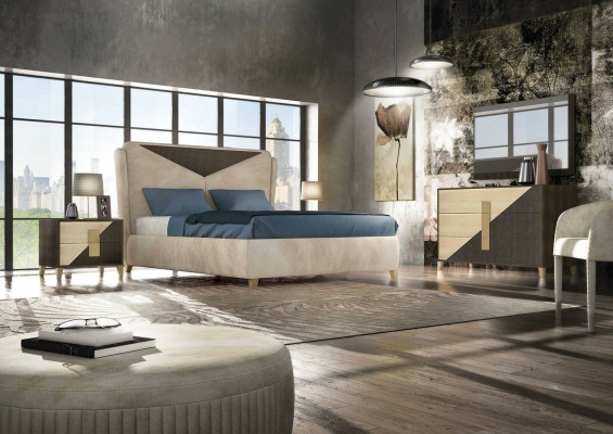 Schlafzimmer 3 tlg. Set Bett 2x Betten Nachttisch Konsole Doppel Hotel