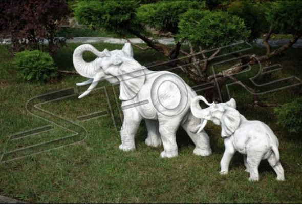 Design Figur Elefant Skulptur Figuren Skulpturen Statuen Weiß Dekor Statue