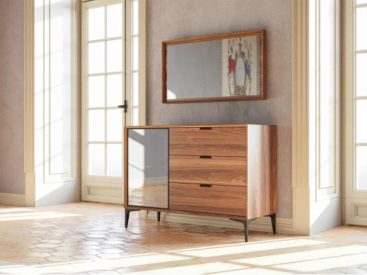 Modern Design Möbel Schlafzimmer Braun Kommode mit Spiegel Luxus