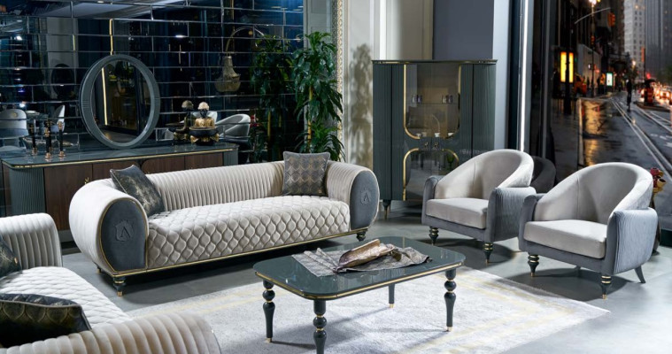 Design Sofas Polster Couchen Stoff Relax Moderne Sofagarnitur 3+1+1 Sitzer Set
