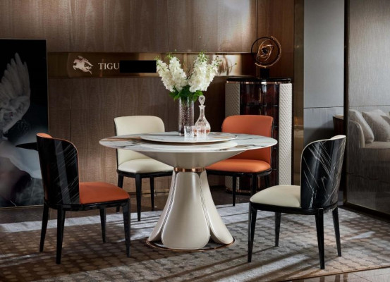 Esstisch Leder Stein Tische Holz Luxus Moderne Design Möbel Tisch