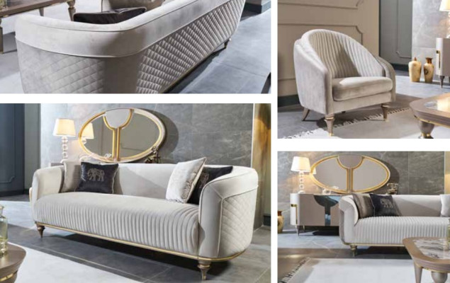 Sofagarnitur 3+1 Sitzer Sofas im italienischen Stil Designer Polster Sofas Neu