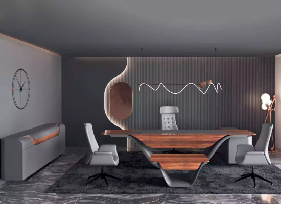 Design Eckschreibtisch Büro Einrichtung Chef Arbeitszimmer Möbel Büromöbel neu