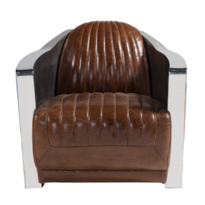 Union Jack Aviator Retro Clubsessel Braun Leder Vintage Sessel Möbel 