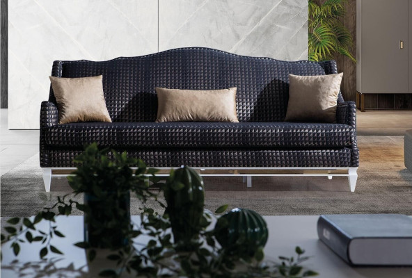 Moderne Wohnzimmer Sofagarnitur Polster Dreisitzer Designer Sessel 3tlg