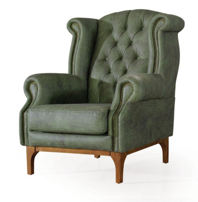 Grüner Chesterfield Luxus Sessel Polstersessel Designer Armlehnensessel