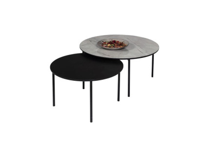 Kaffeetisch Gruppe Couchtisch Beisteltisch Schwarz Set Tisch Holz 2tlg