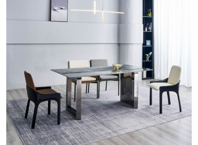 Essgruppe Designer 4x Stühle Moderne Sitzgruppe Luxus Rechteckiger Tisch