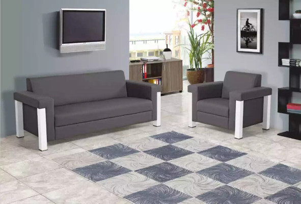 Grau Sessel Büroeinrichtung Arbeitszimmer Polstersessel Modern Sitz Möbel