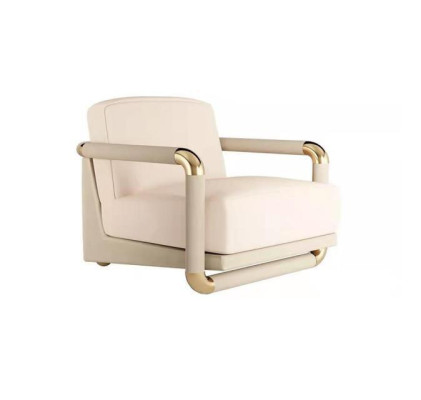 Stilvolle Sessel Beige Sessel Fernseh Couch 1 Sitzer Sofa Textil Stoff