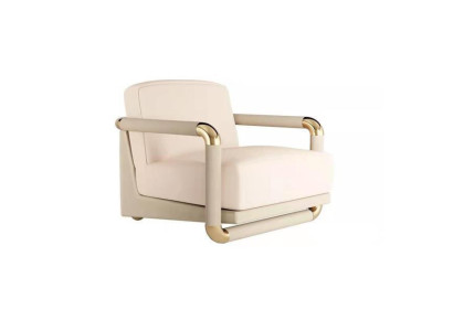 Stilvolle Sessel Beige Sessel Fernseh Couch 1 Sitzer Sofa Textil Stoff