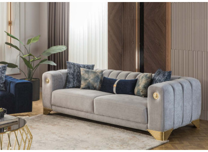 Polstersofa x2 3-Sitzer Sofas Textil Sitz Design Sofas Modern Neu