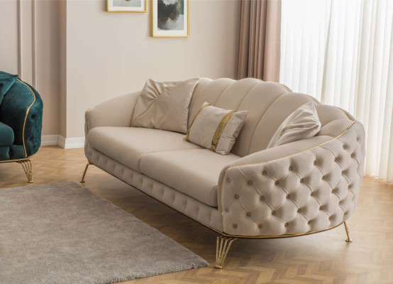 Komplett Wohnzimmer 4tlg stilvoll x2 3-Sitzer Couch Modern 2x Sessel