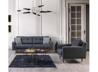 Wohnzimmer Graue Sofagarnitur Luxus Polster Sitzmöbel Stoffsofas Sessel