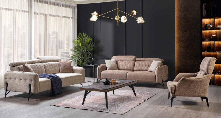 Exklusive Beige 2x Sessel Wohnzimmer Polstersessel Luxus Edler Einsitzer