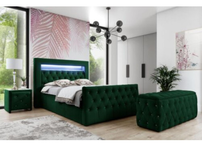 Grüne Schlafzimmer Garnitur Komplettes Set Doppelbett Hocker Konsolen