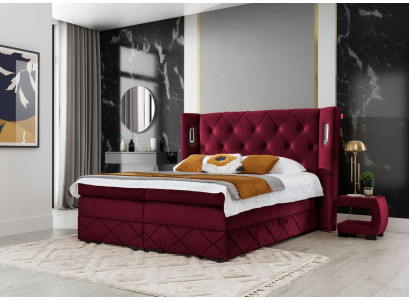 Design Schlafzimmer Set 6 tlg Komplettes Bett Nachttisch Holz Modern Polsterbett