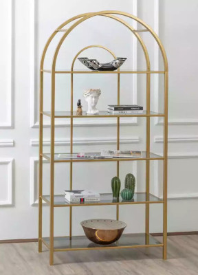 Wohnzimmer Regal Raumteiler Standregal Bücherschrank Aufbewahrung Gold