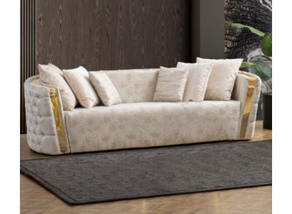 Beige Chesterfield Couchgarnitur 2x Edelstahl Polster 3-Sitzer 2tlg Set