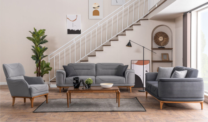 Bequemer Grauer Sessel aus Luxuriösem Textil für das Wohnzimmer Neu