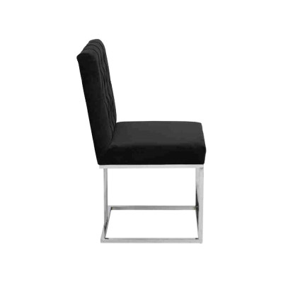 Schwarzer Lehnstuhl Designer 2x Stühle Esszimmer Möbel Essstühle Edelstahlstuhl
