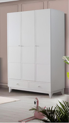luxuriöse Kinderzimmer Weiß Modern Garnitur Kleiderschrank Kommode neu
