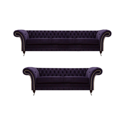 Lila Sofagarnitur Dreisitzer mit Zweisitzer Sofas Luxus Chesterfield Polster