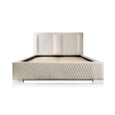 Bett Beige Doppelbett Modern Luxus Bett Polster Stoff Schlafzimmer Modern Neu