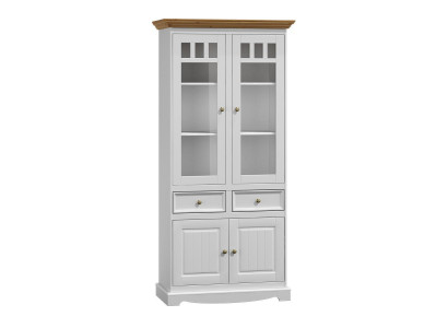 Klassische Wohnzimmer Möbel Weiß Braun Holz Schaufenster Vitrine Schrank Möbel