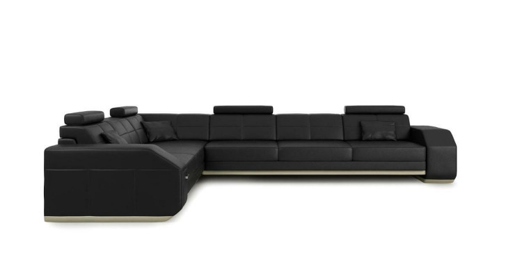 Couch Ecksofa Leder Textil Polster Garnitur Designer Sofa Wohnlandschaft